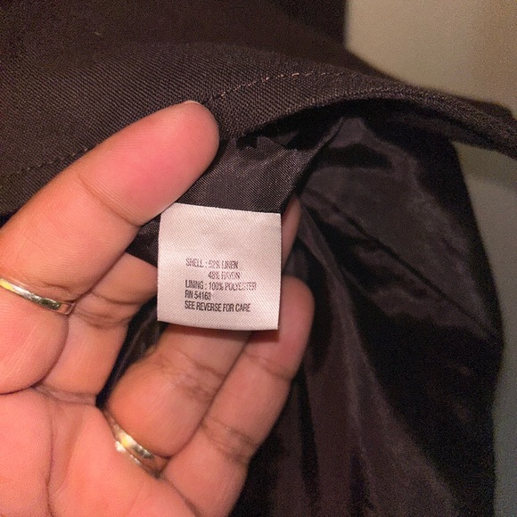 Calvin Klein Blazer - deep chocolate brown linen blend button front - Picture 6 of 11